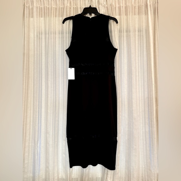 NWT Express Women's Black Mesh Strip Sleeveless Bodycon Midi Dress - Picture 4 of 5